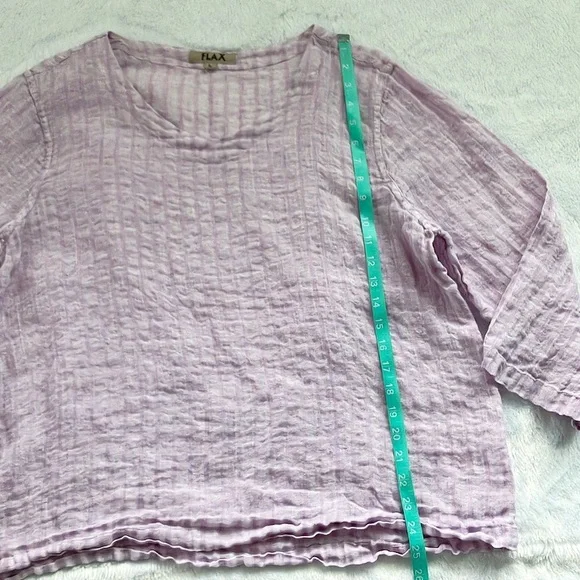 Flax Purple Linen Tunic Top, Size Large - Picture 3 of 7